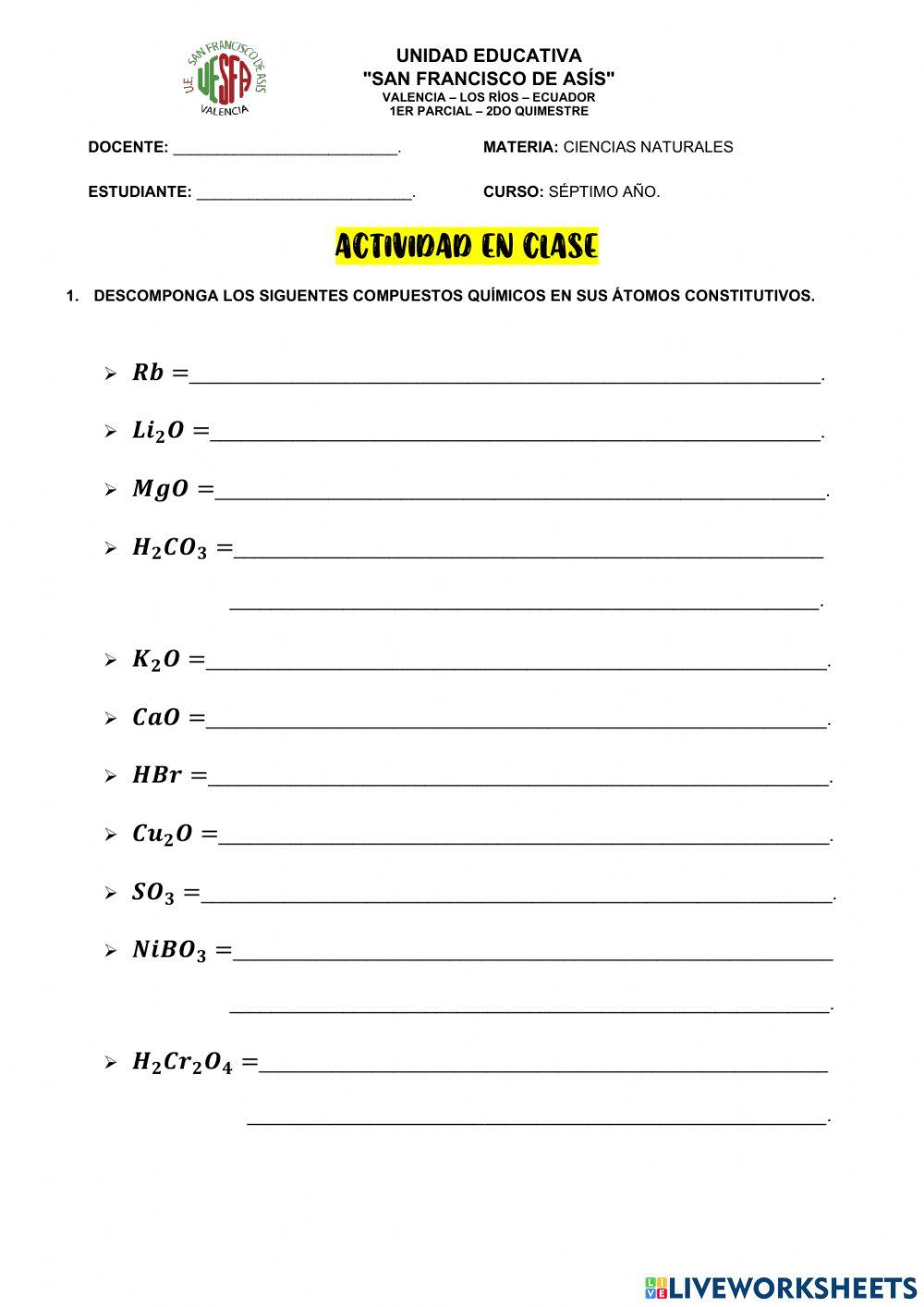 Descomposición de compuestos