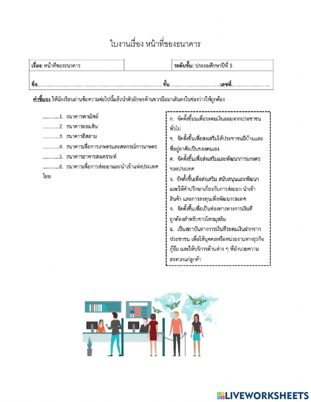 หน้าที่ธนาคาร