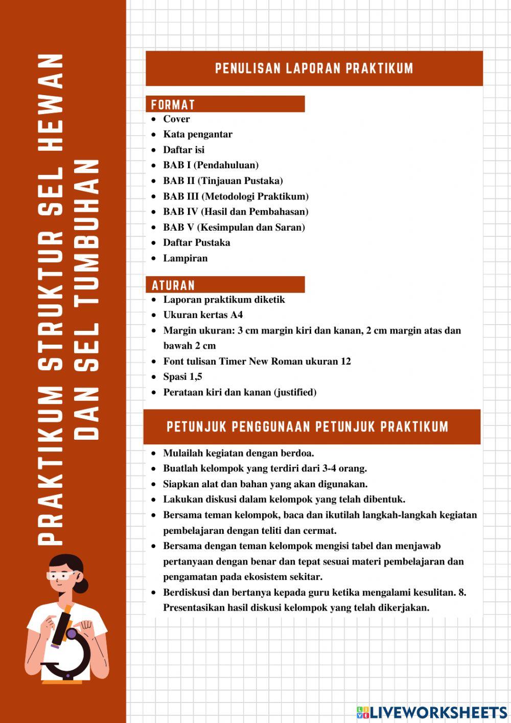 Panduan Praktikum Struktur Sel Hewan dan Sel Tumbuhan