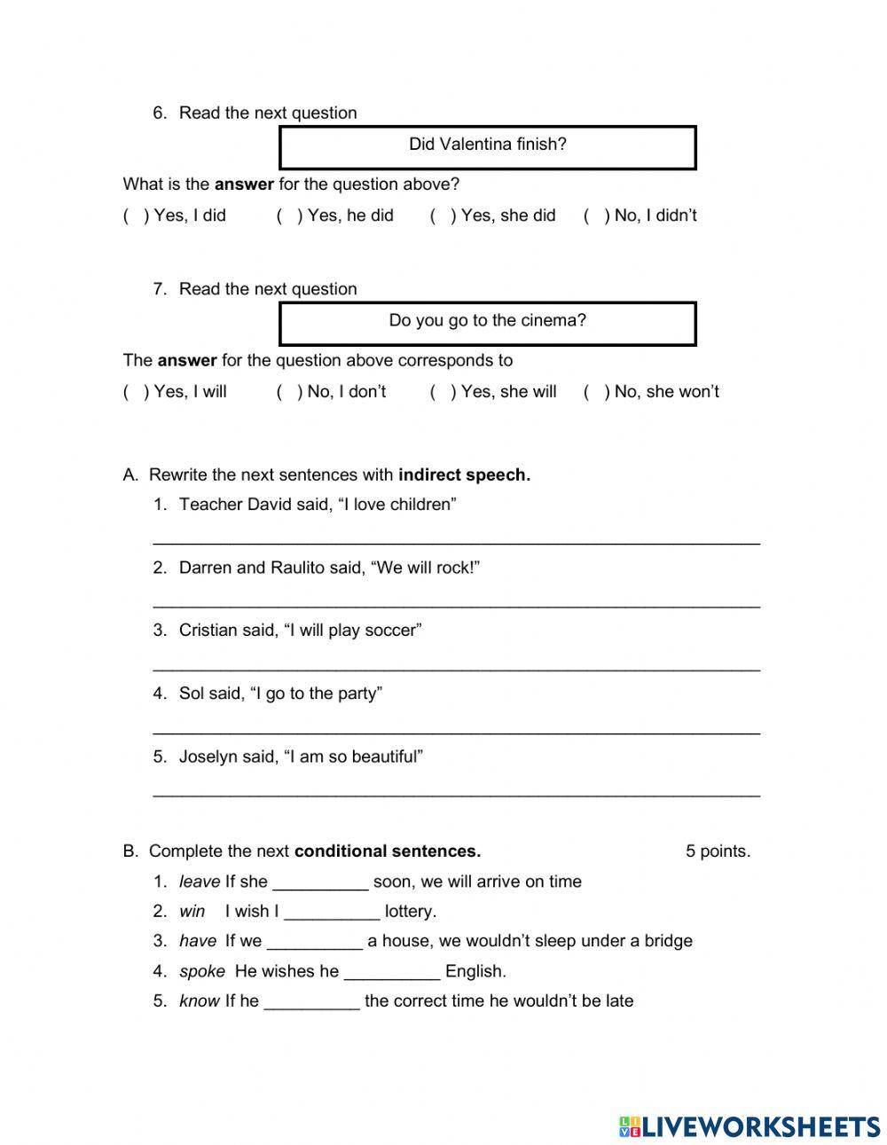 Test Practice Language 6°