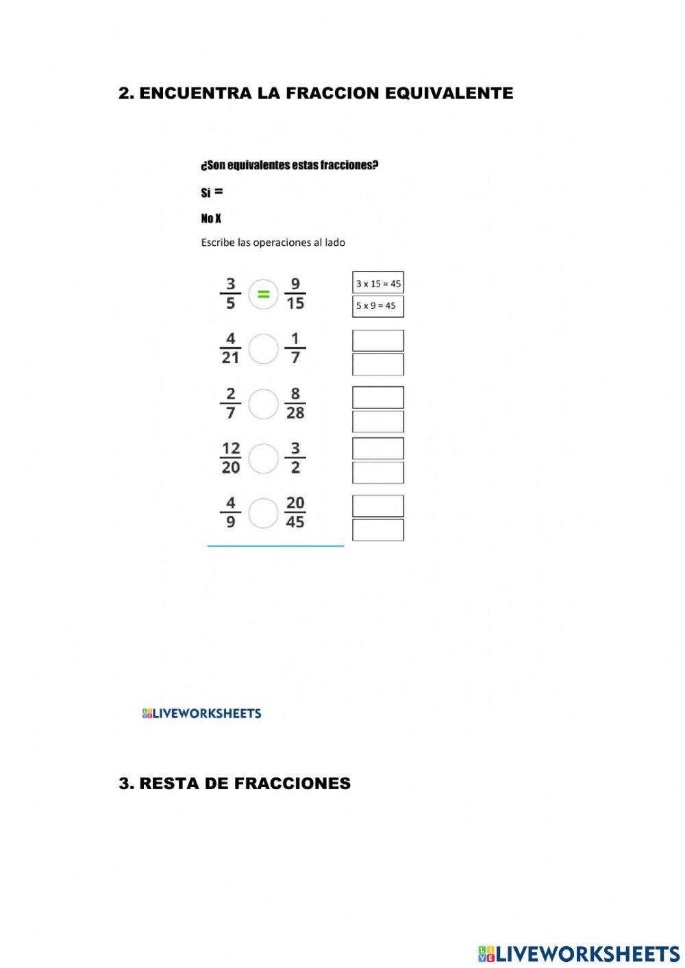 Examen de matematicas  fracciones cuarto grado