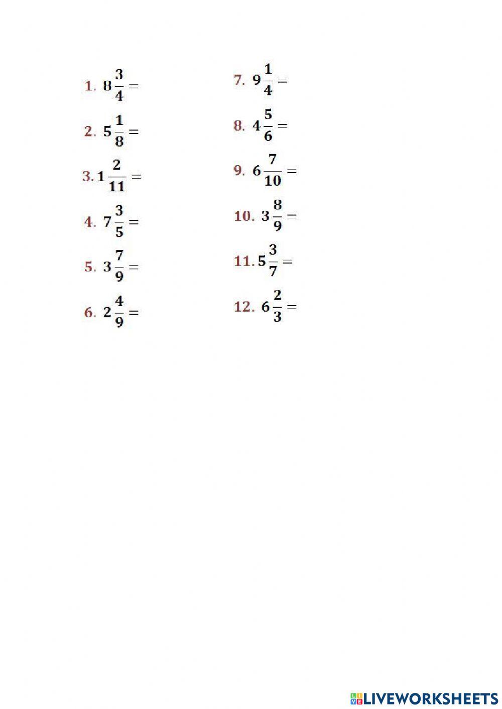 Examen de matematicas  fracciones cuarto grado