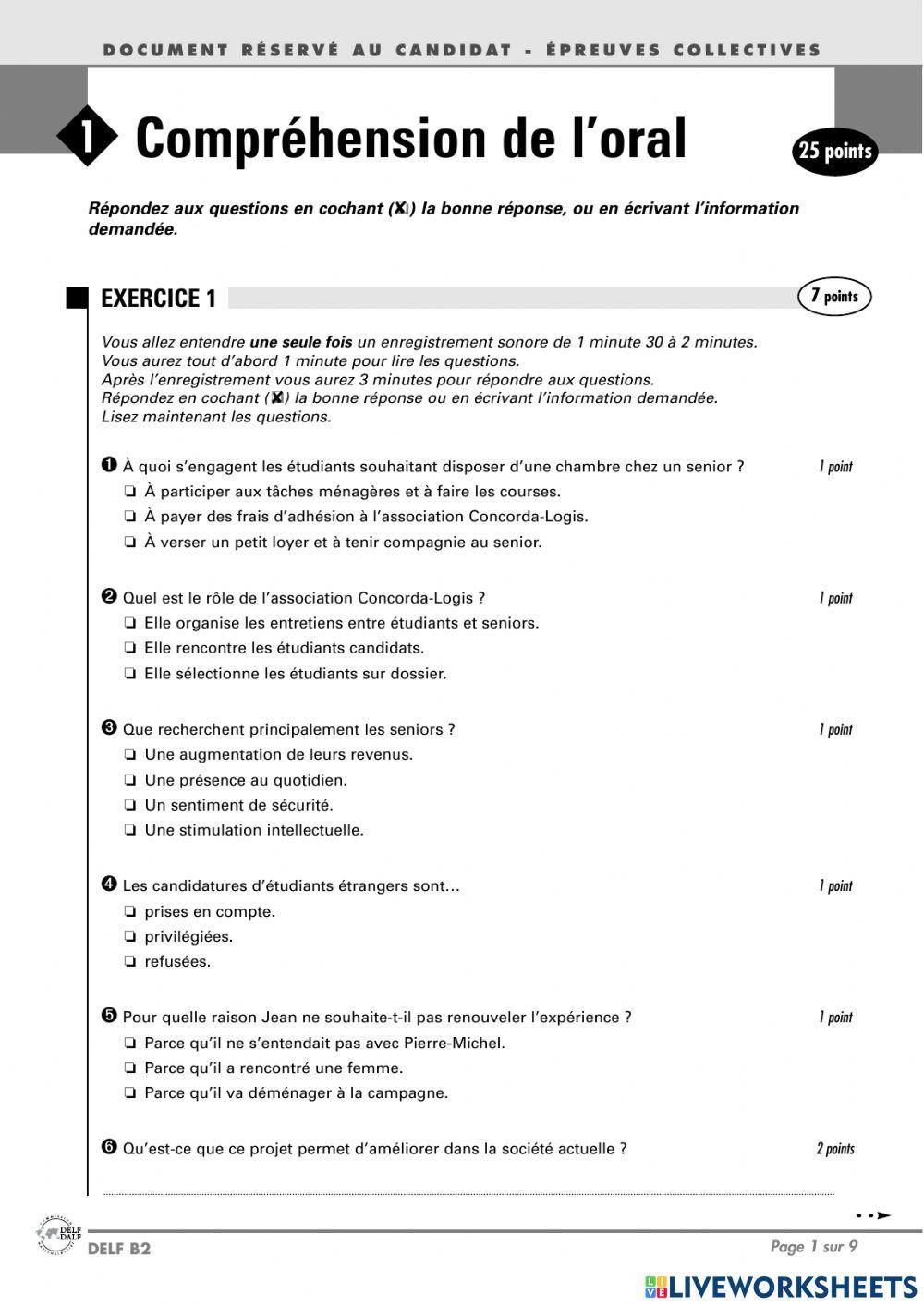 Sujet 6. EXAMEN DELF B2