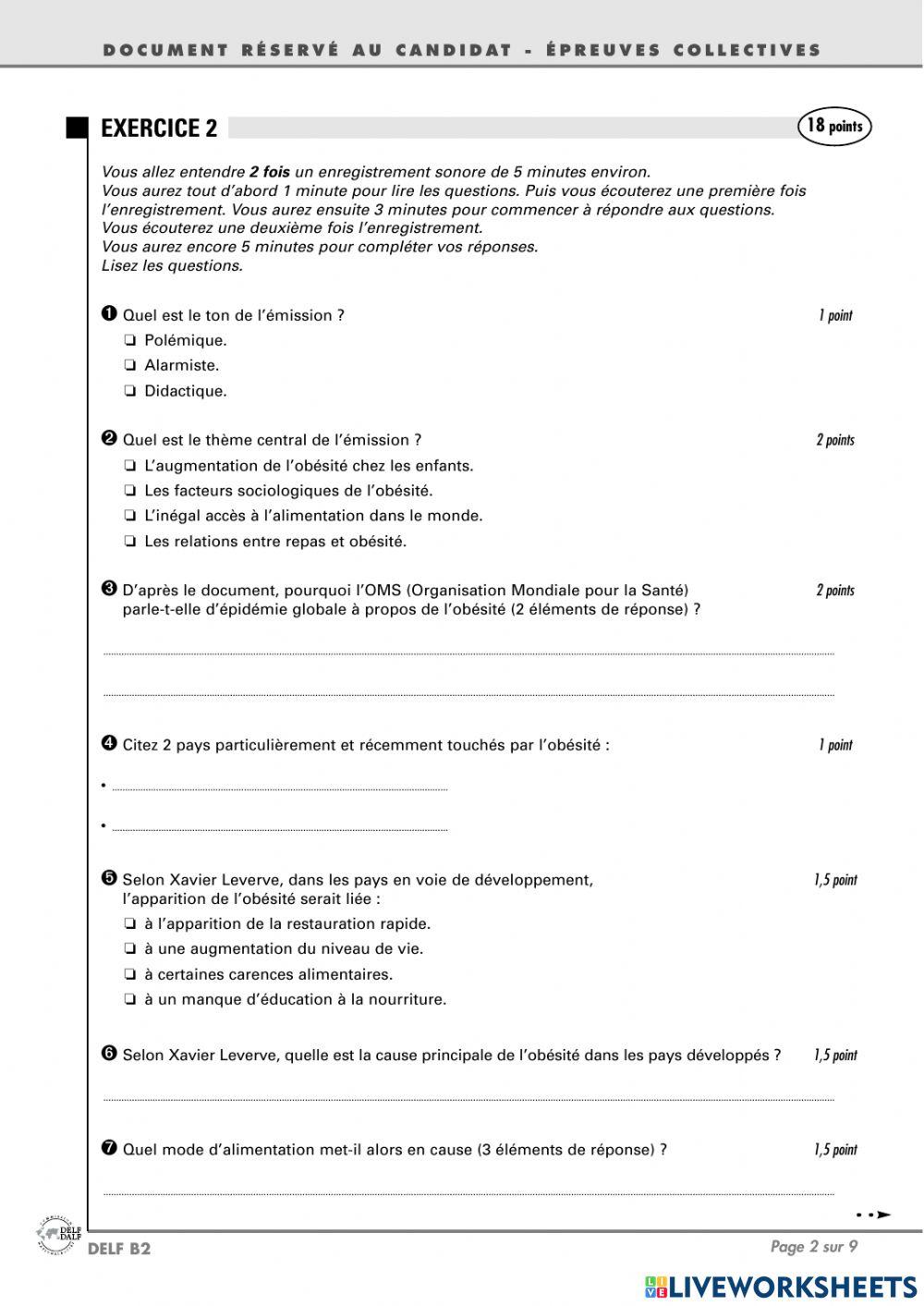 Sujet 6. EXAMEN DELF B2