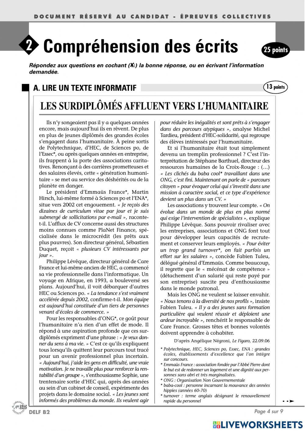 Sujet 6. EXAMEN DELF B2