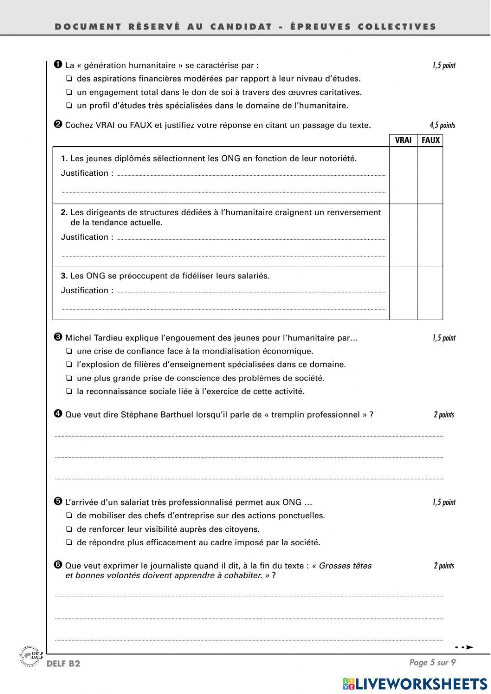 Sujet 6. EXAMEN DELF B2