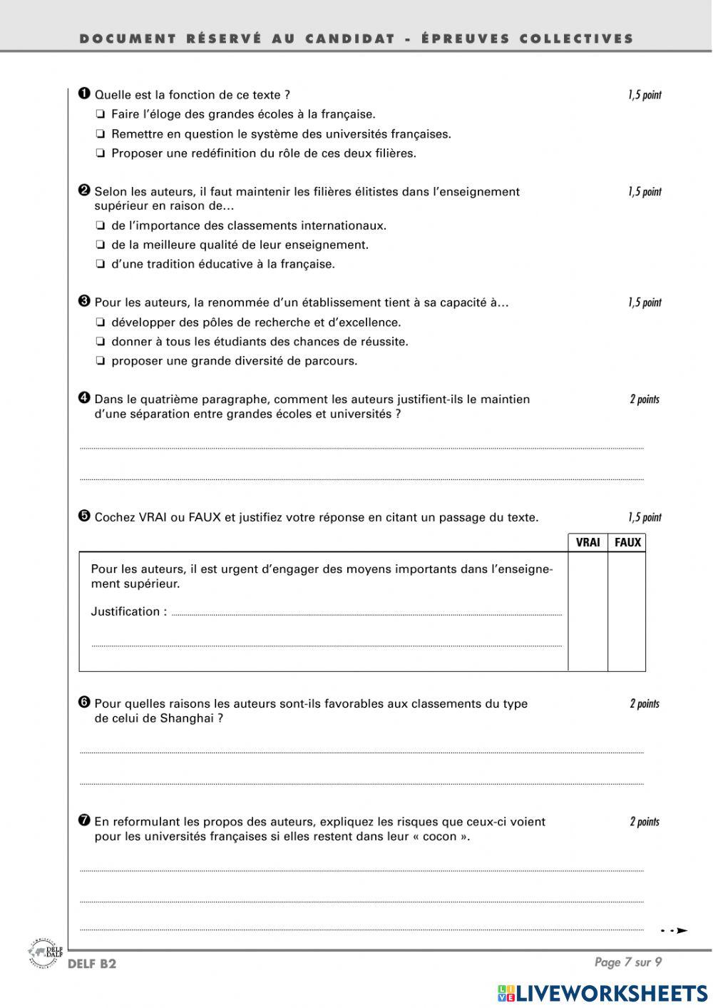 Sujet 6. EXAMEN DELF B2