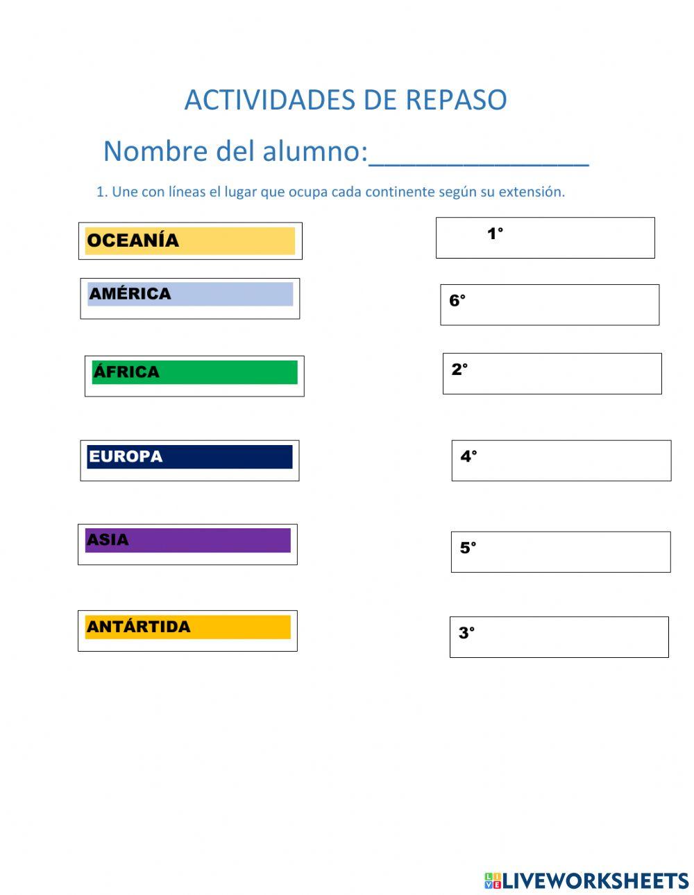 Extensión de los continentes