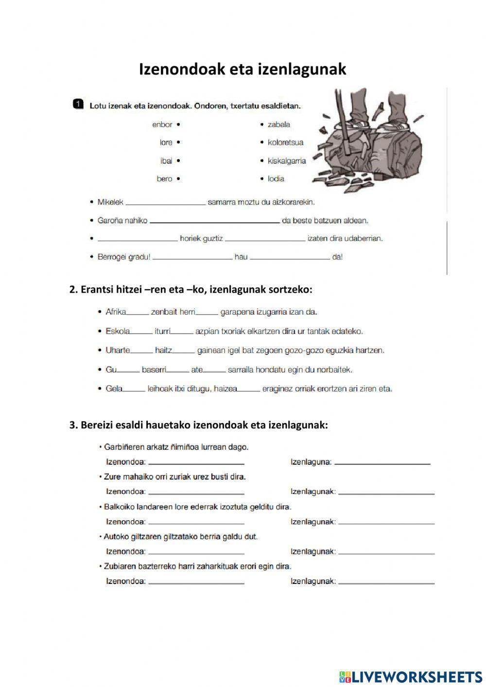 Izenlagunak eta izenondoak III
