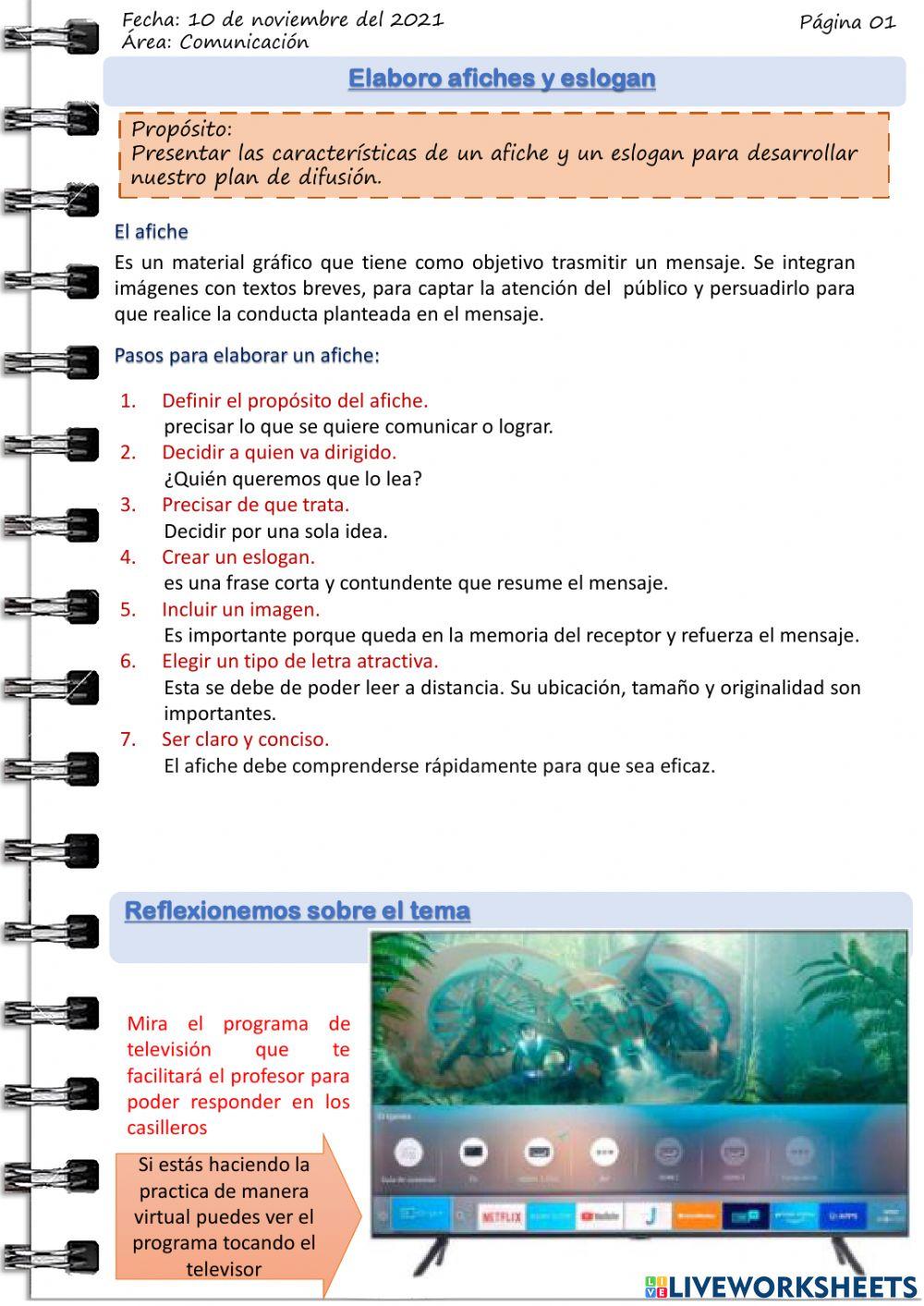 Elaboro afiches y eslogan