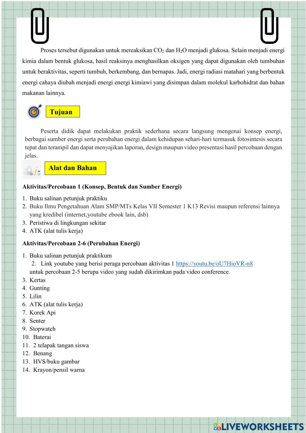 Buku petunjuk praktikum energi