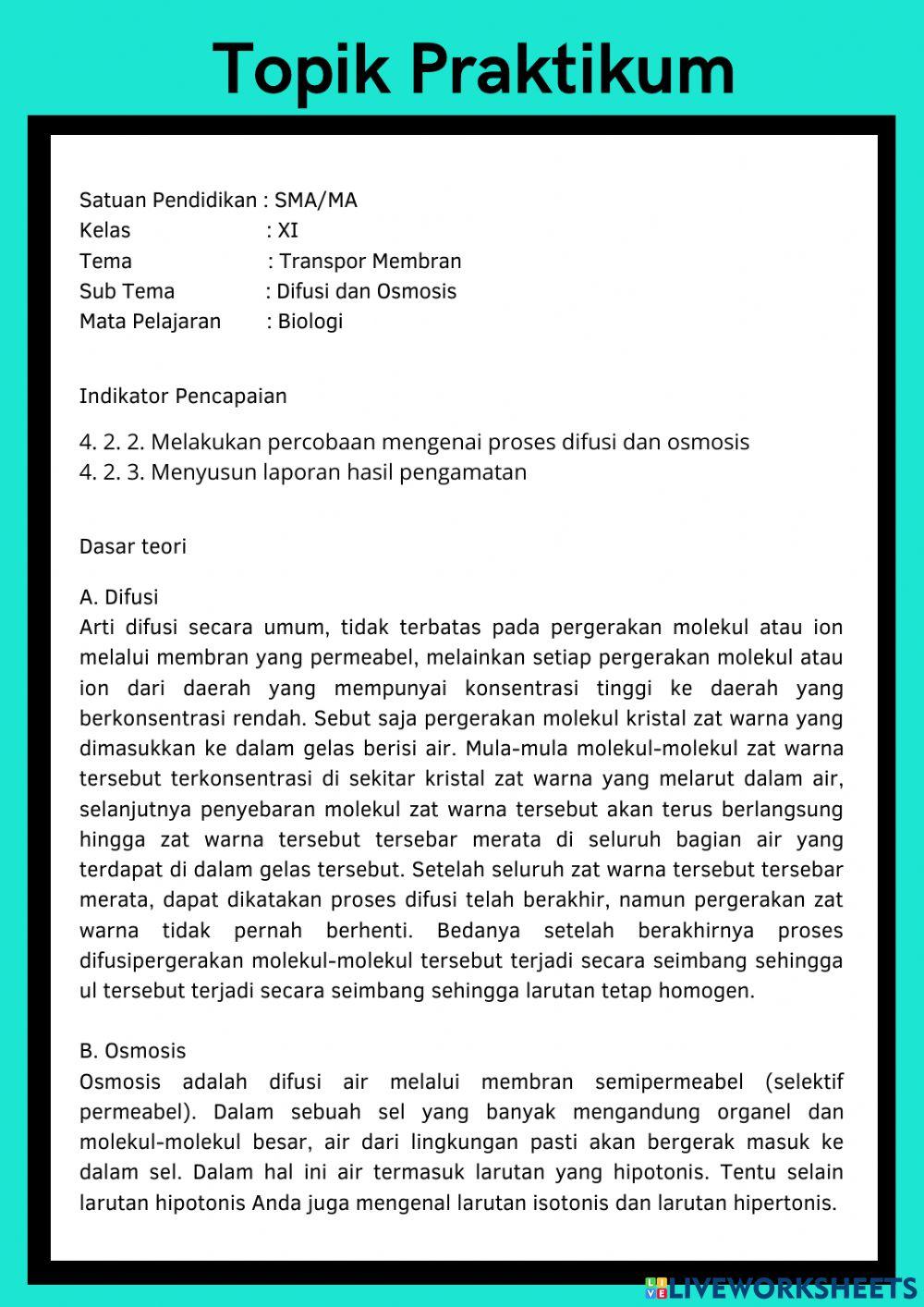 Buku petunjuk pratikum difusi dan osmosis
