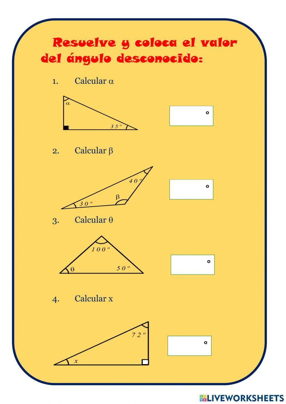Suma de los ángulos internos de un triángulo