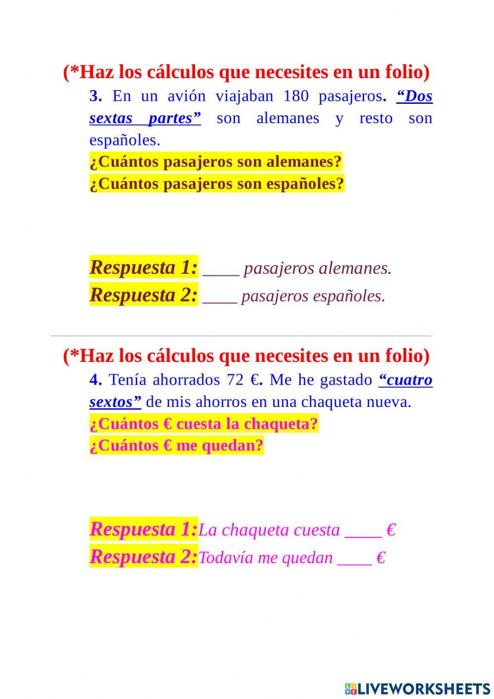 Problemas de fracción de un número