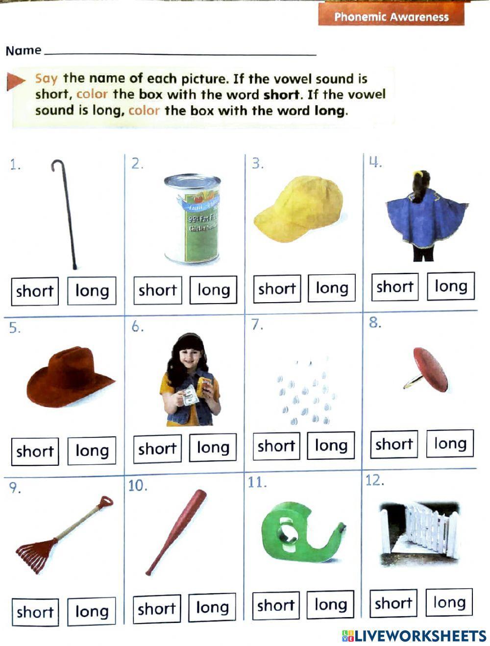Long and Short Vowel A - Phonemic Awareness
