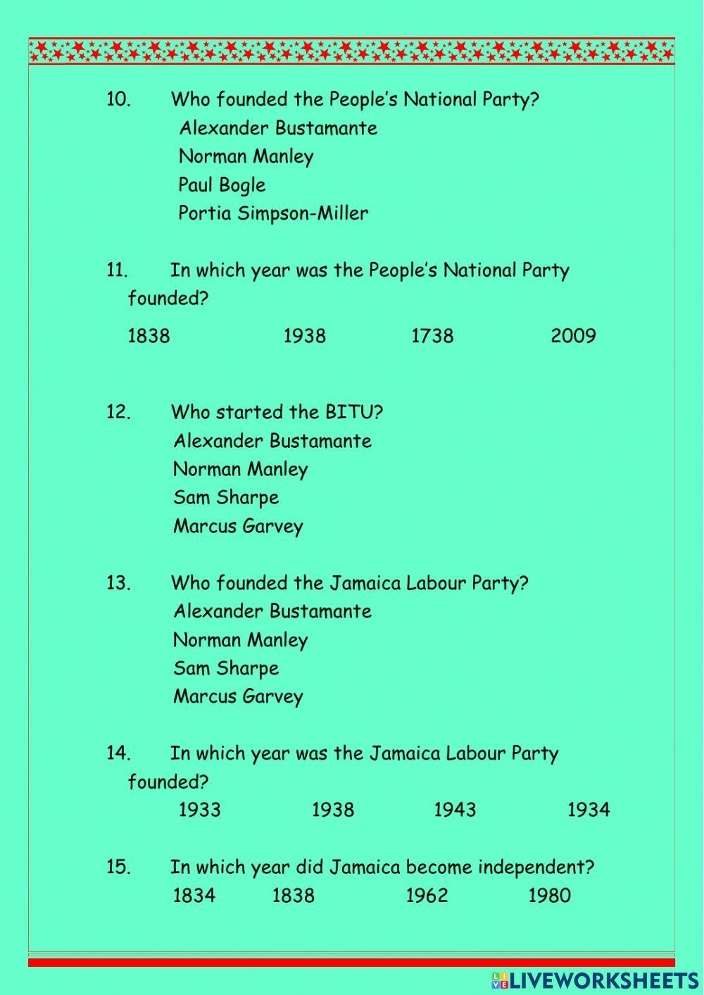 Jamaica's road ti independence
