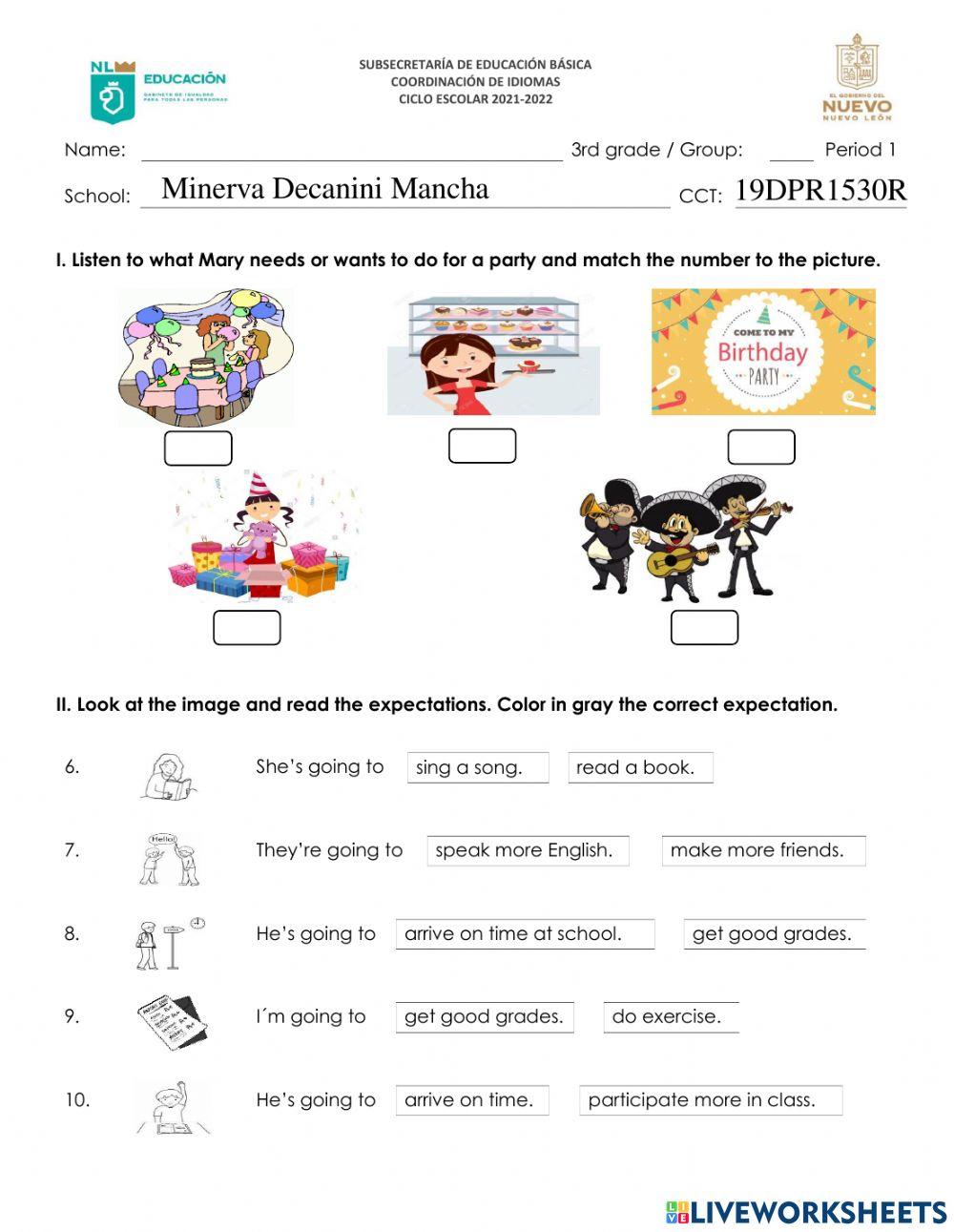 Primer Examen Trimestral 2021-2022 - Tercer Grado