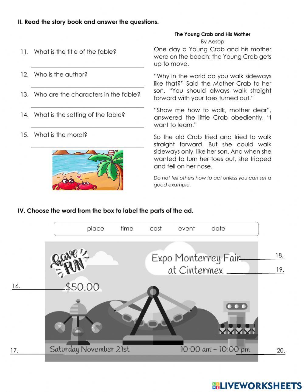 Primer Examen Trimestral 2021-2022 - Tercer Grado
