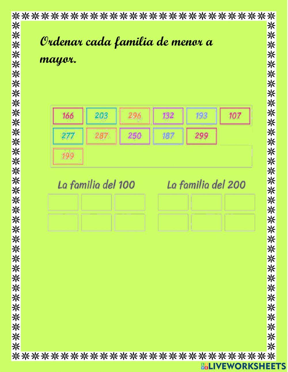 Los nùmeros del 100 al 299