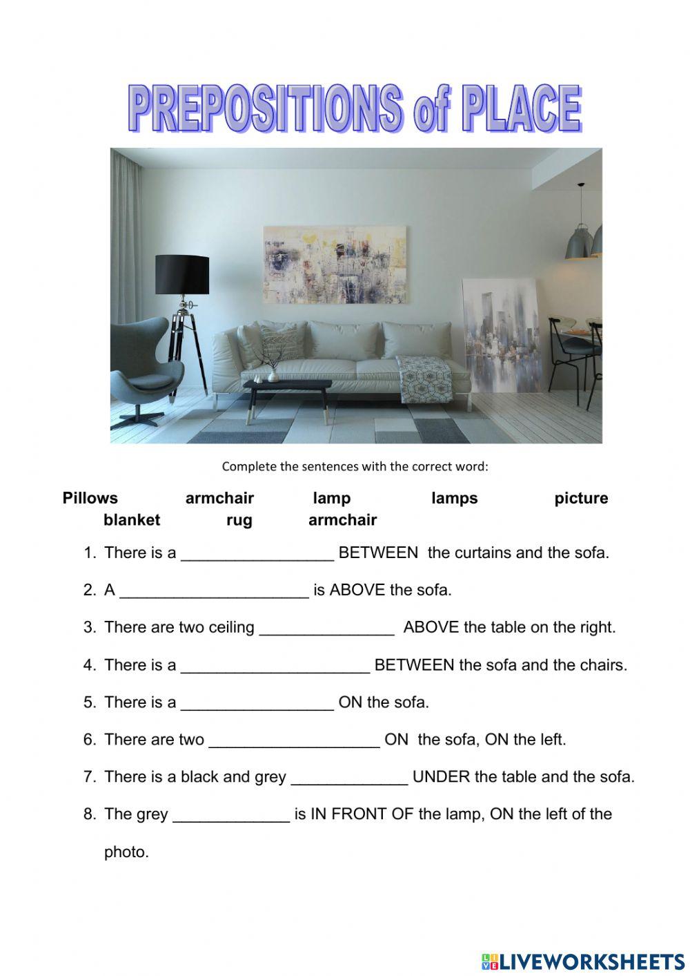 Place prepositions and items house