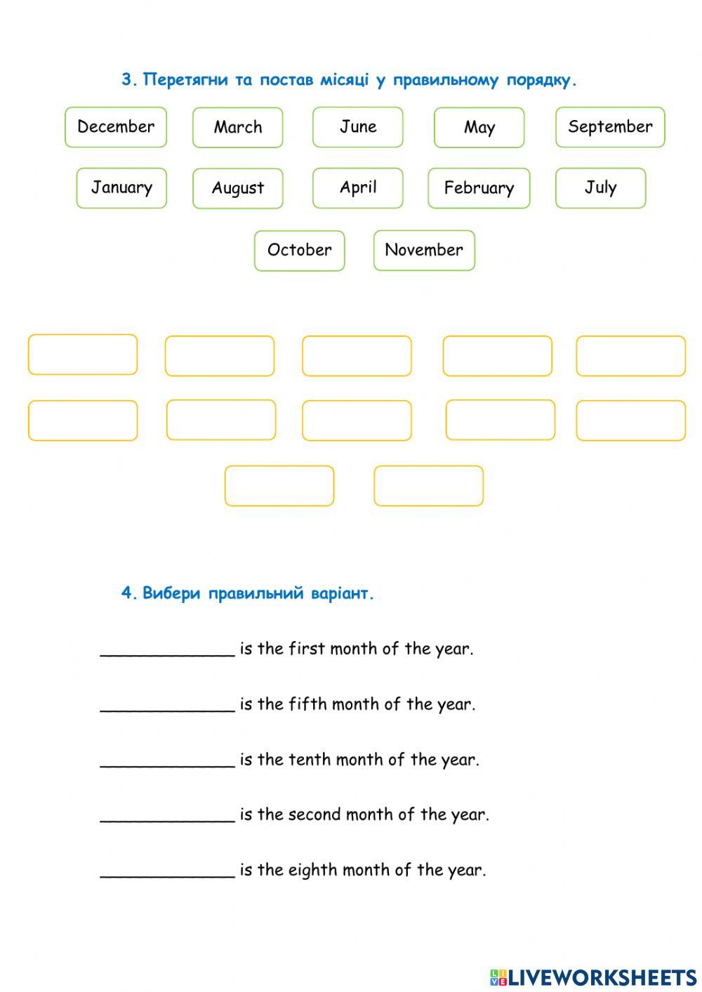 Ordinal numbers and months