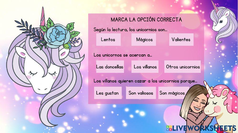 Comprensión lectora: los unicornios