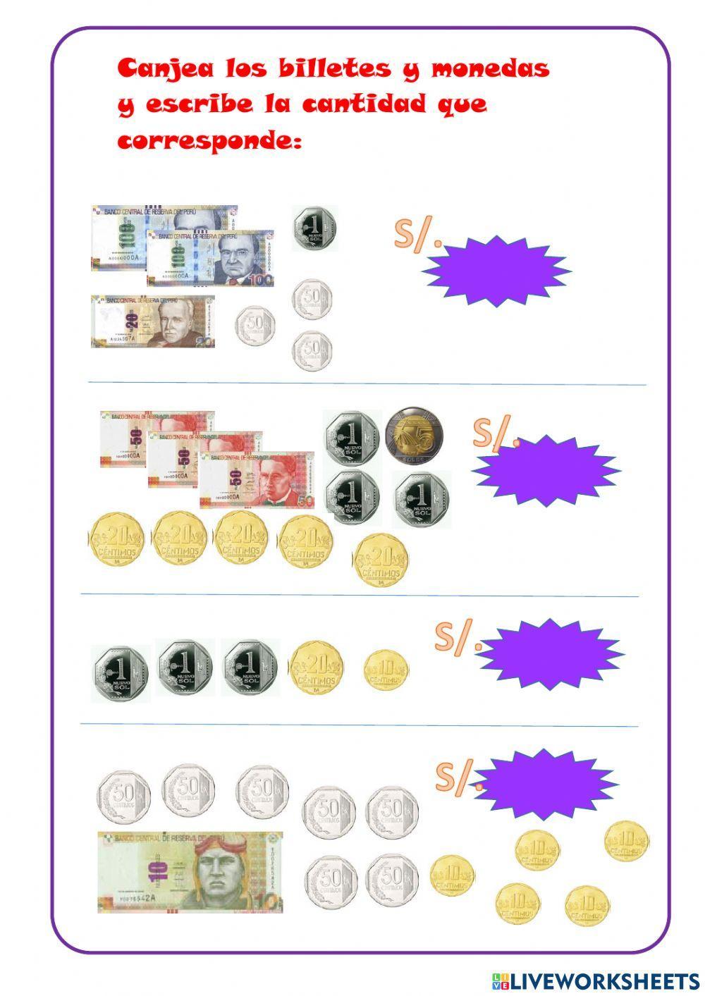 Canje de monedas y billetes del Perú