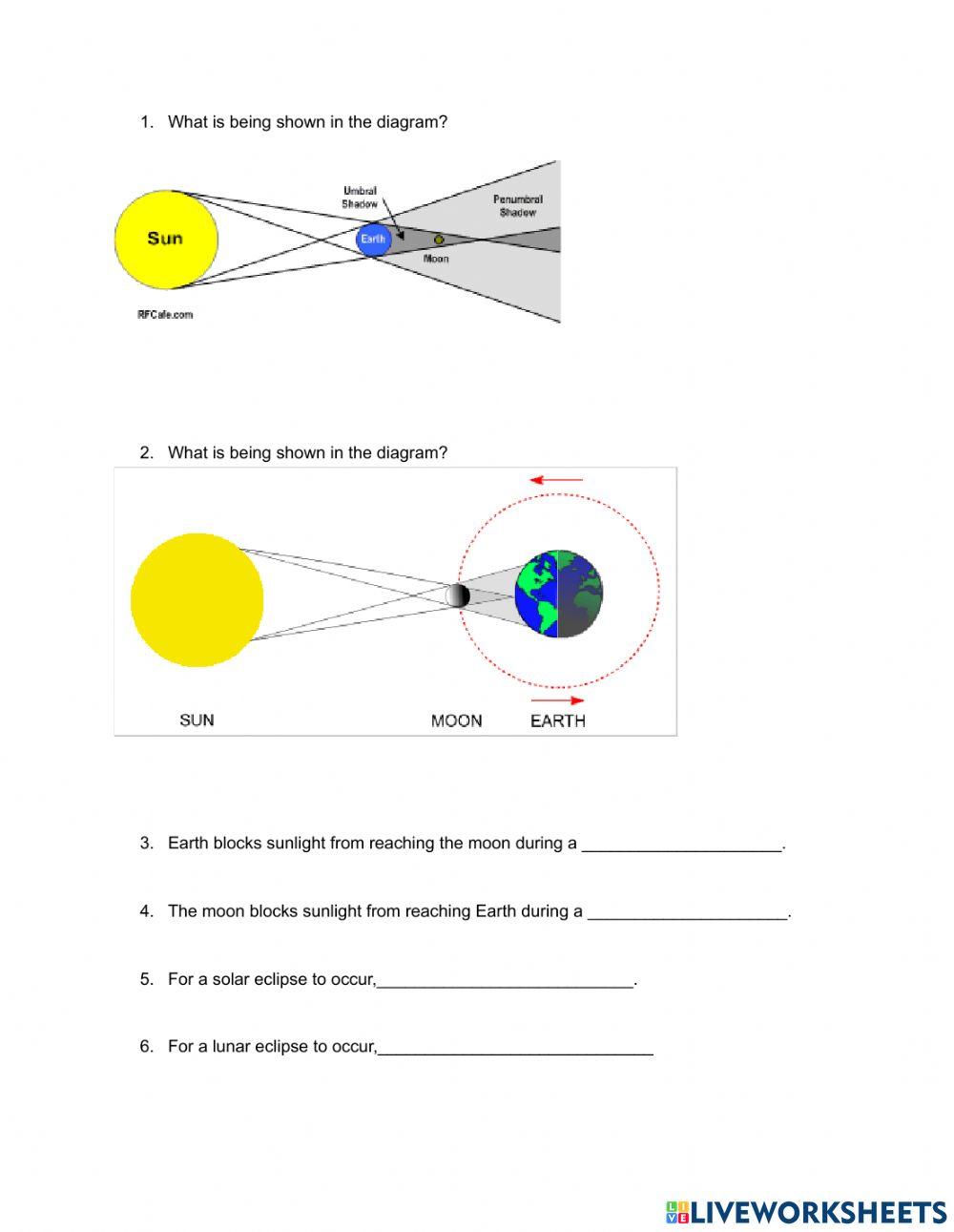 Tides and Eclipses Check In 2021 online exercise for Live Worksheets