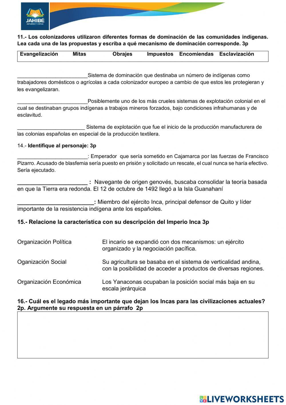 Evaluación Unidad 1 Noveno de Básica