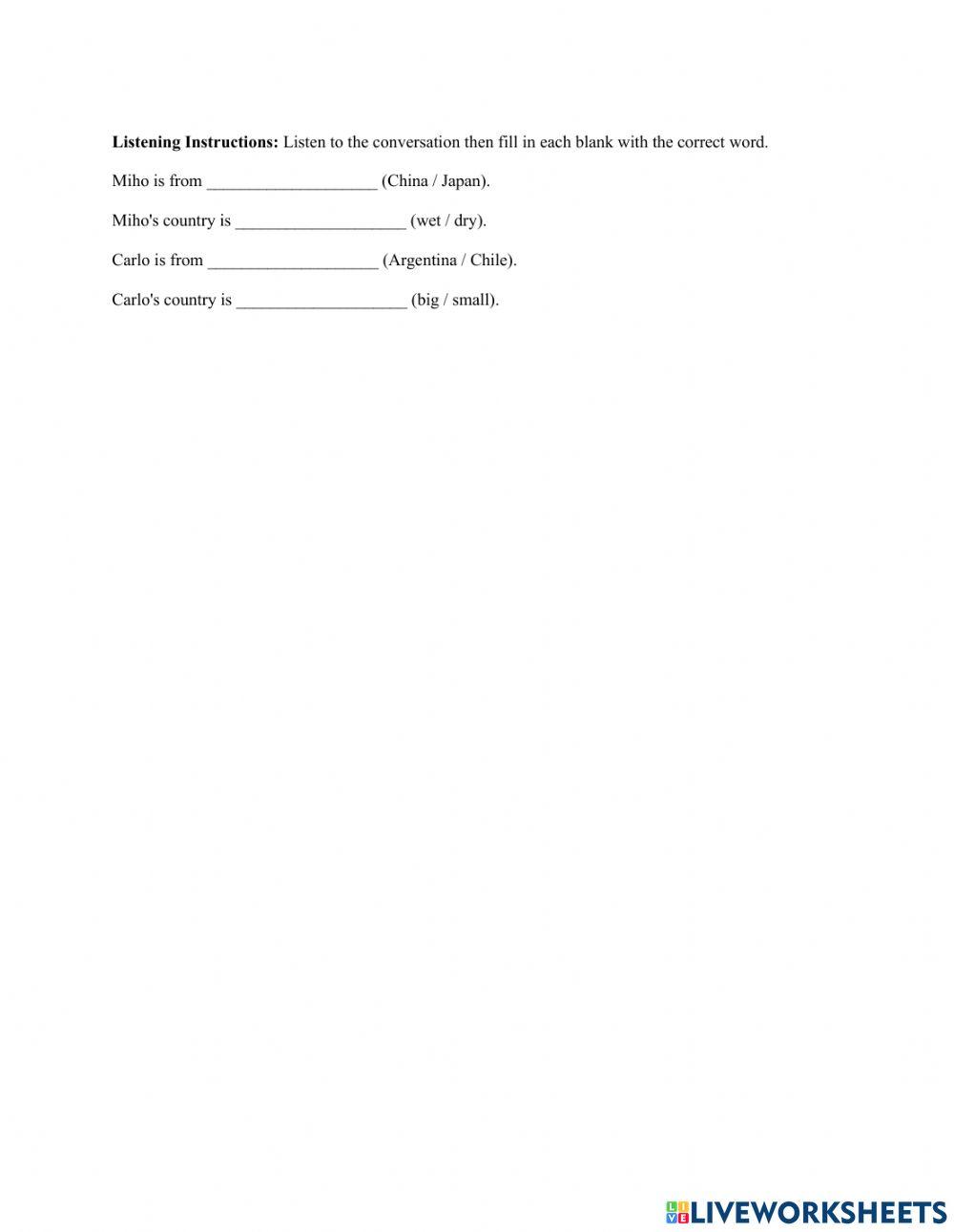 Listening Verb to be