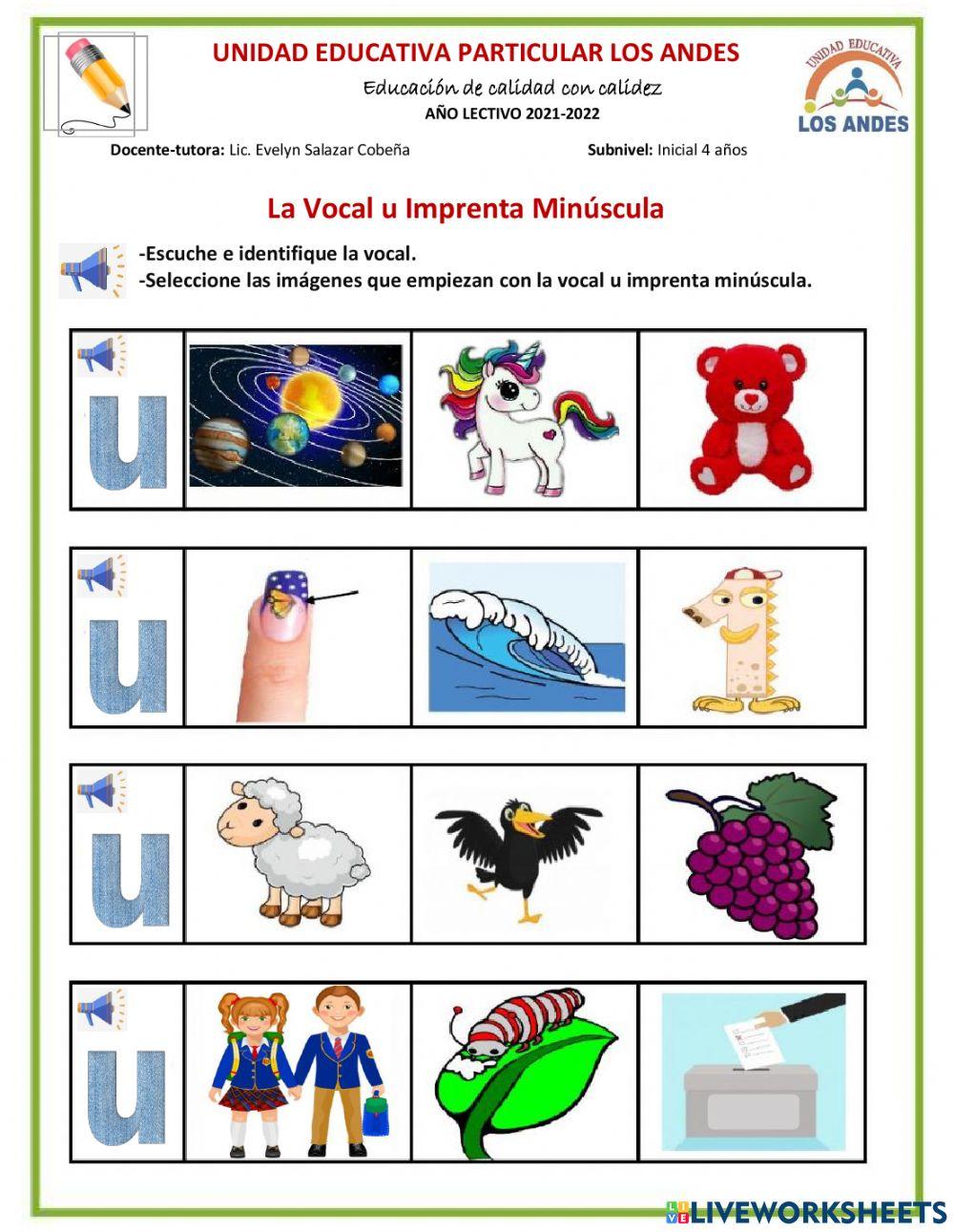 LA VOCAL u IMPRENTA MINÚSCULA