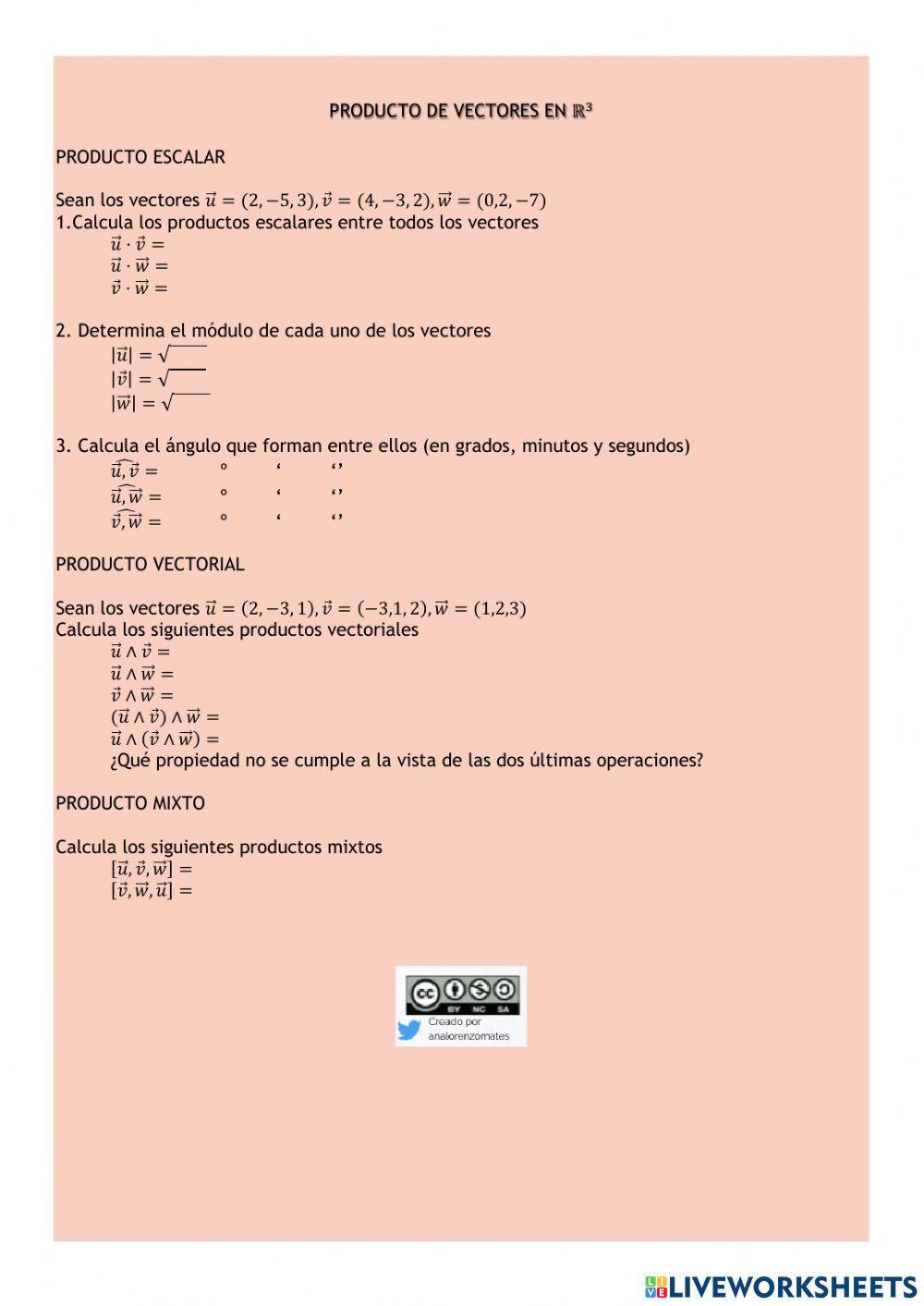 Producto escalar, vectorial y mixto