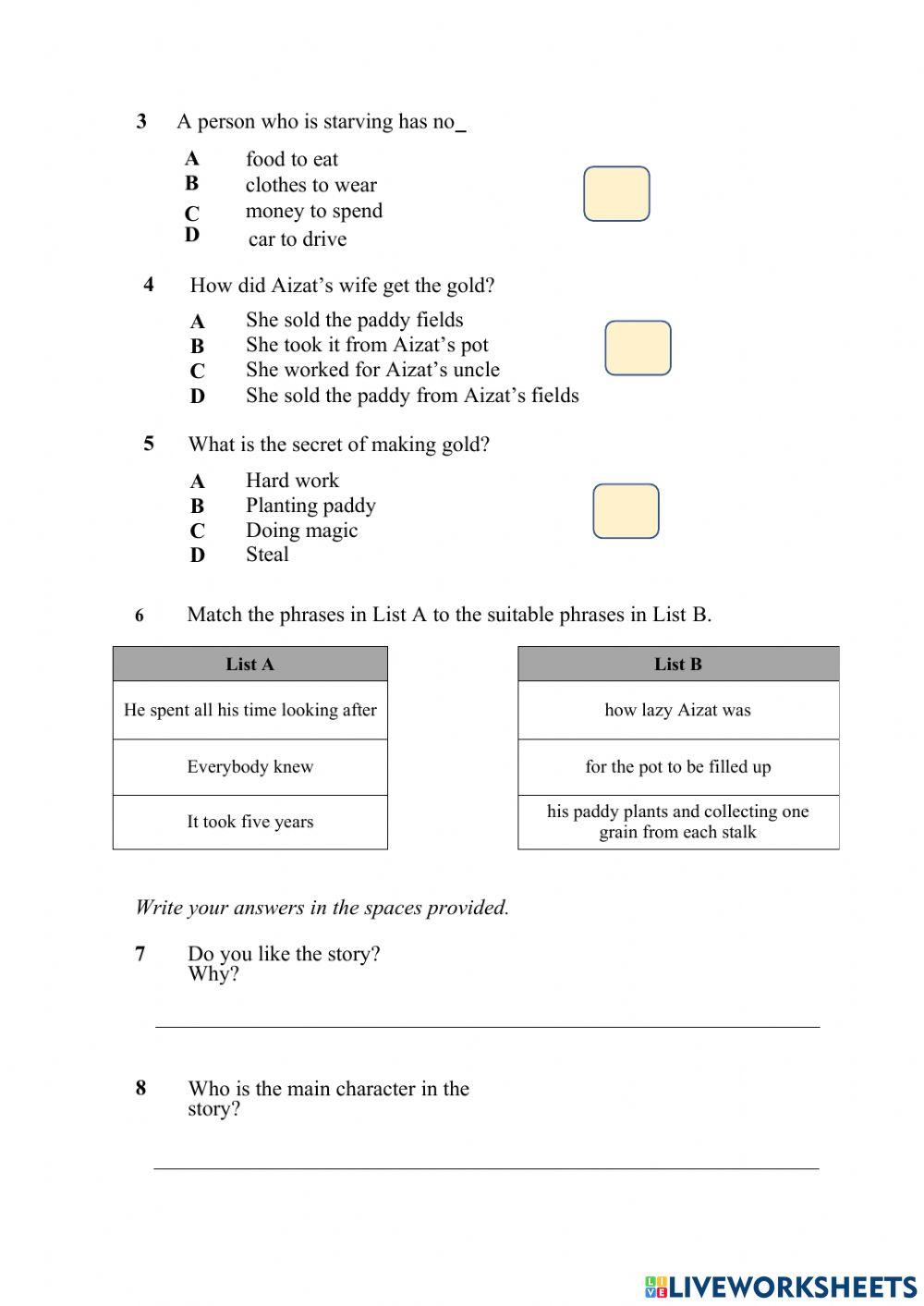 UPSR Reading Comprehension