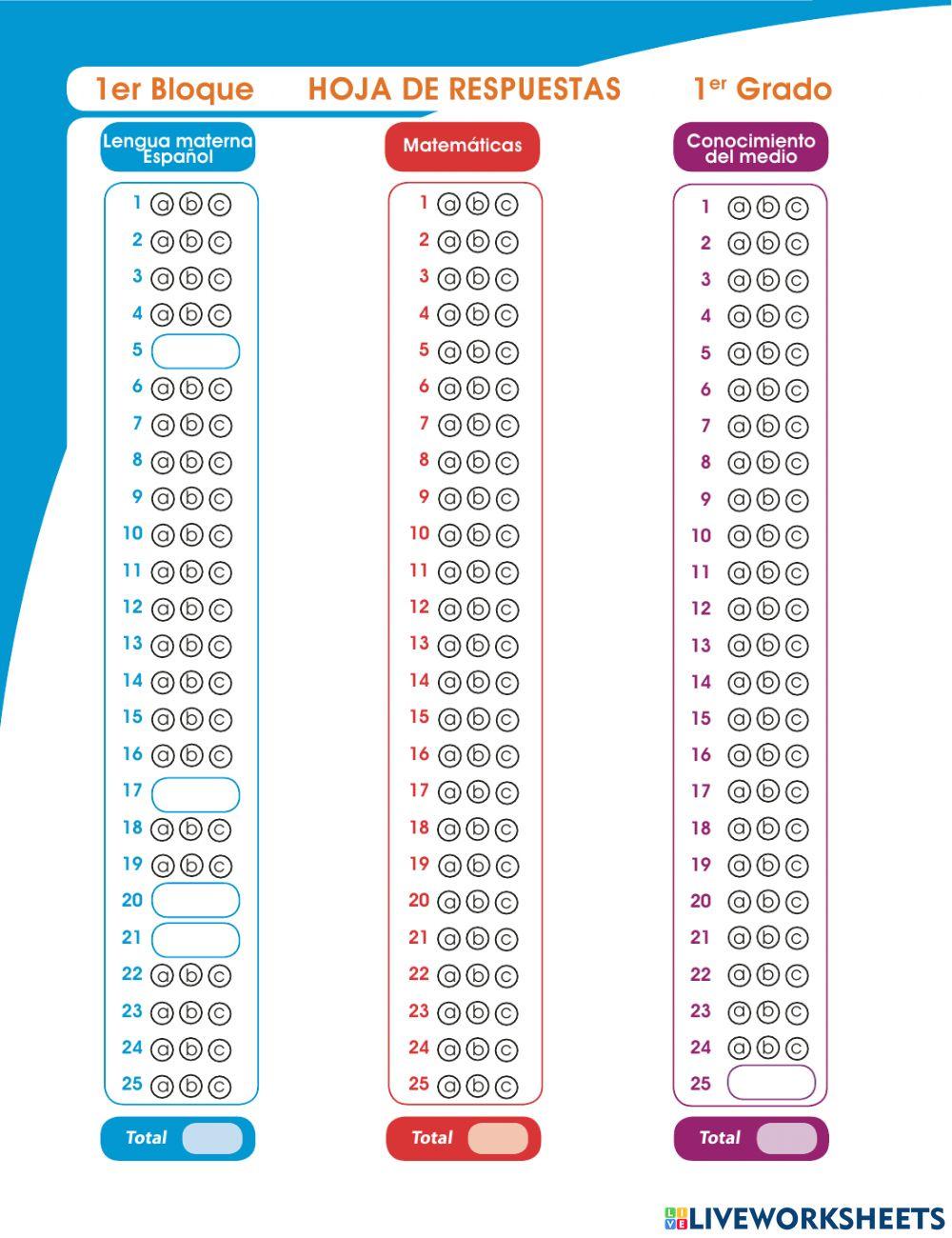 Examen trimestral de conocimiento del medio 1°a