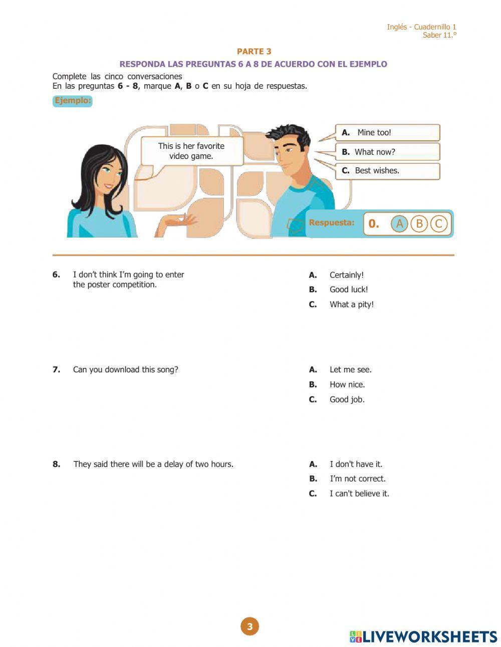 RECUPERACION DE INGLES 10 Y11