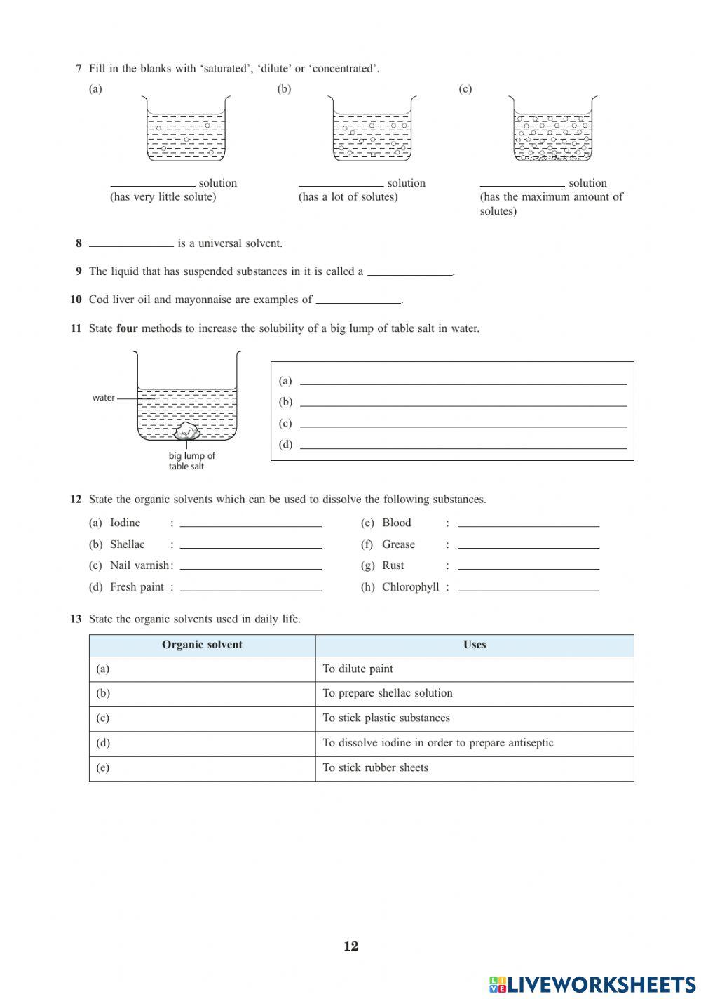 Science form 2 chapter 5 | LiveWorksheets | 1630073