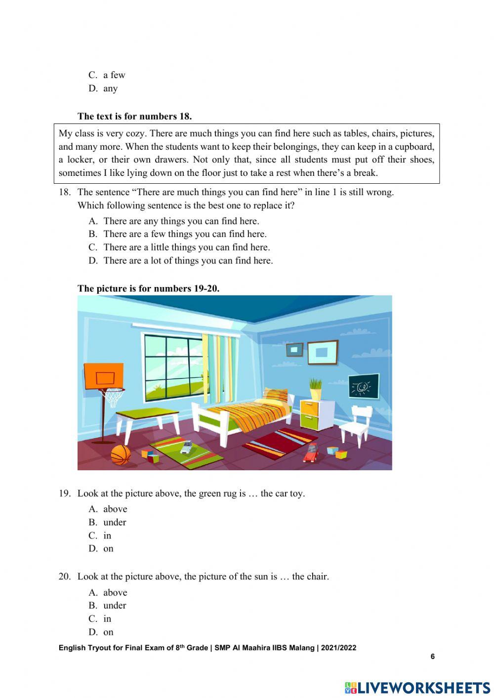 English tryout for 8th graders