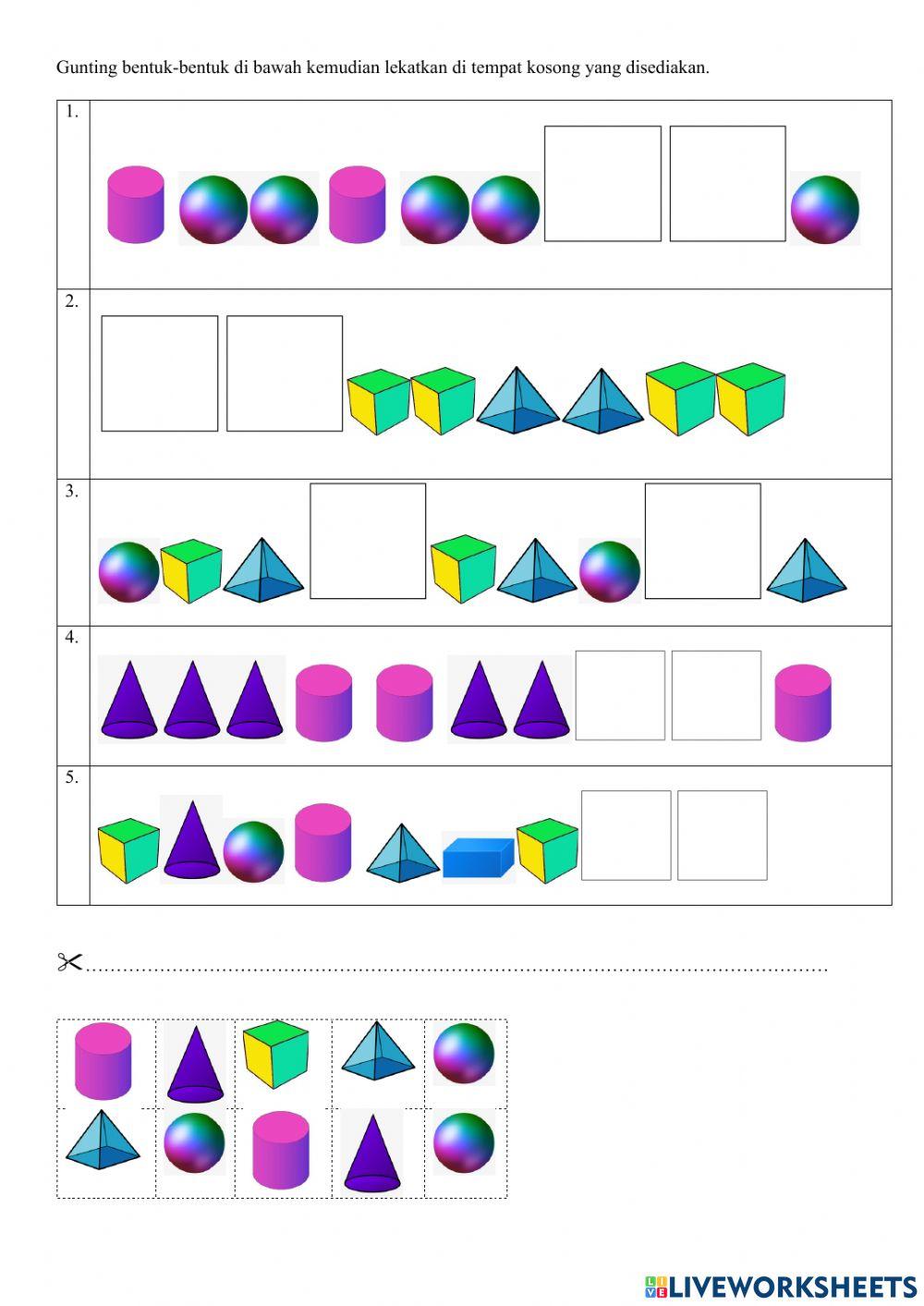 Matematik Tahun 1 - Pola Bentuk 3D