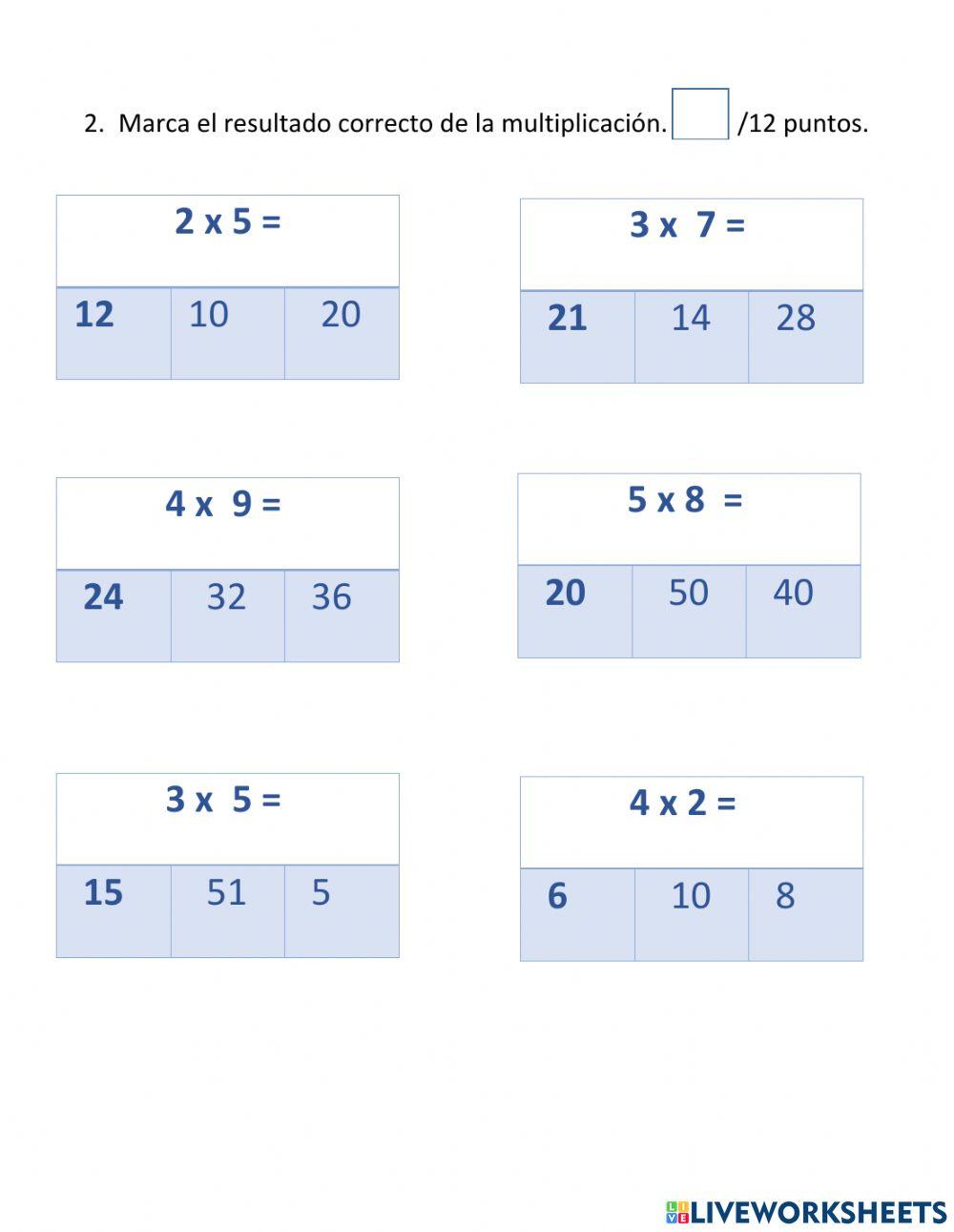 Evaluación multiplicación