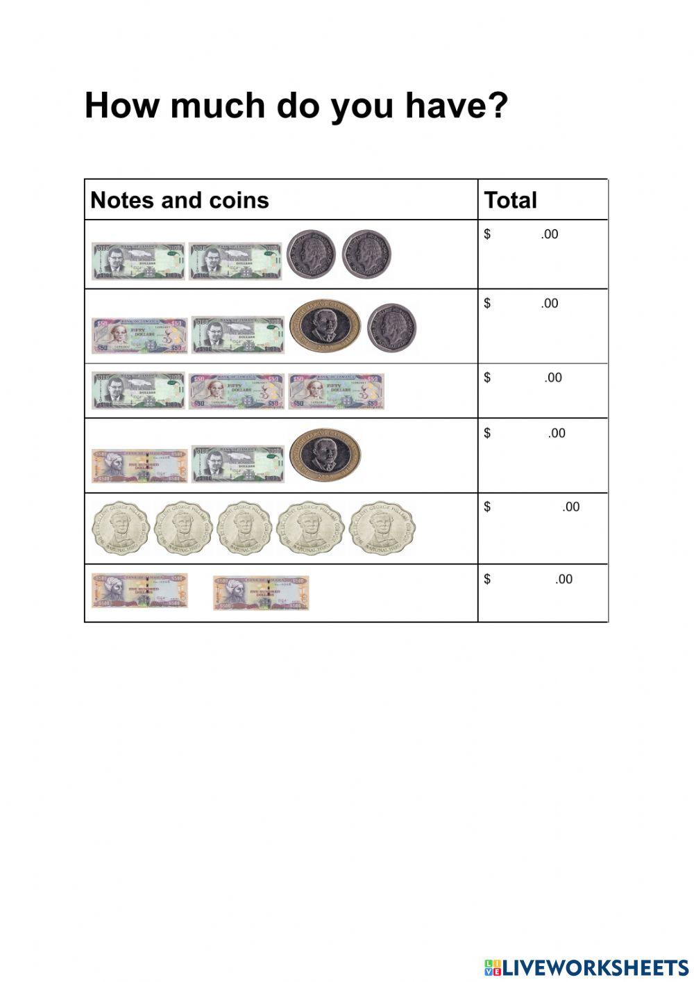 money-online-exercise-for-2-live-worksheets
