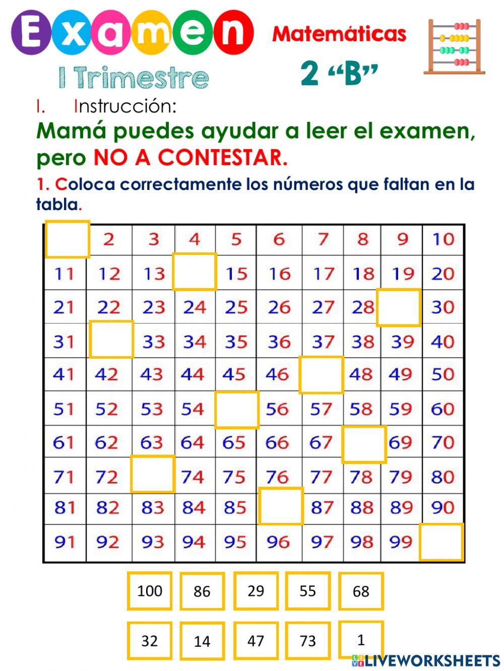 Examen matemáticas