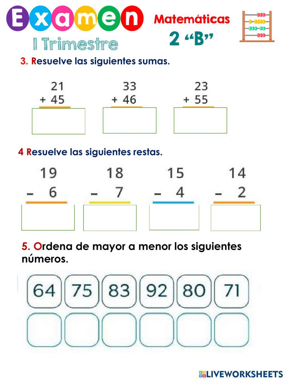 Examen matemáticas