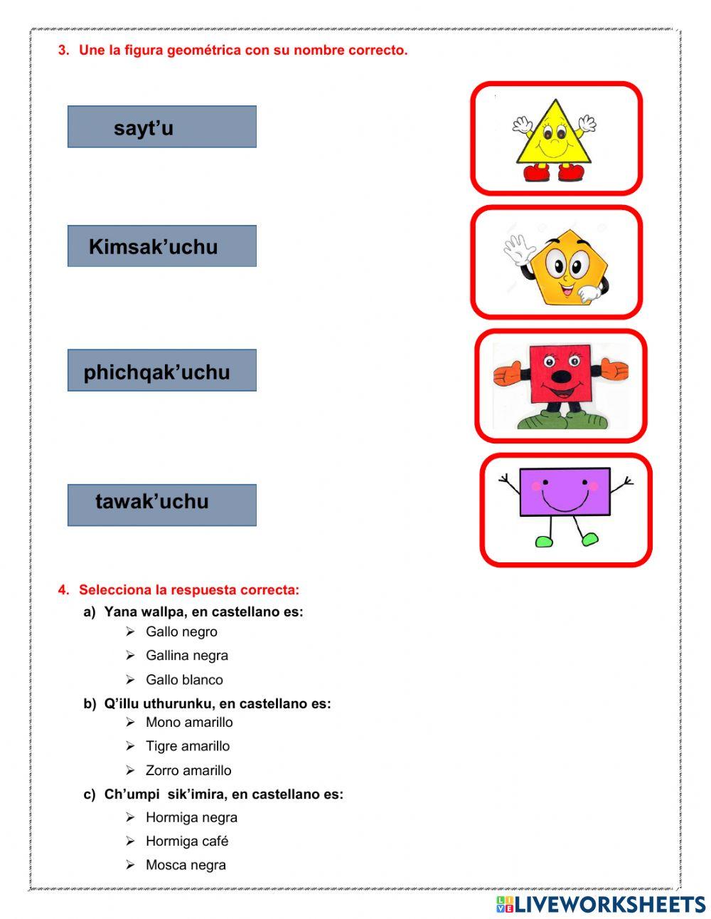 Evaluación animales y figuras geométricas