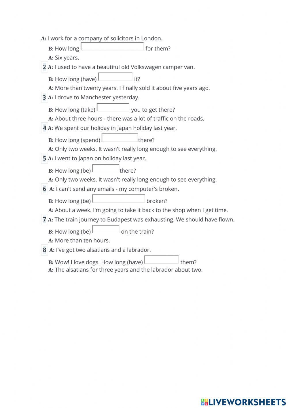 1630304 | How long - questions Present perfect | Diana