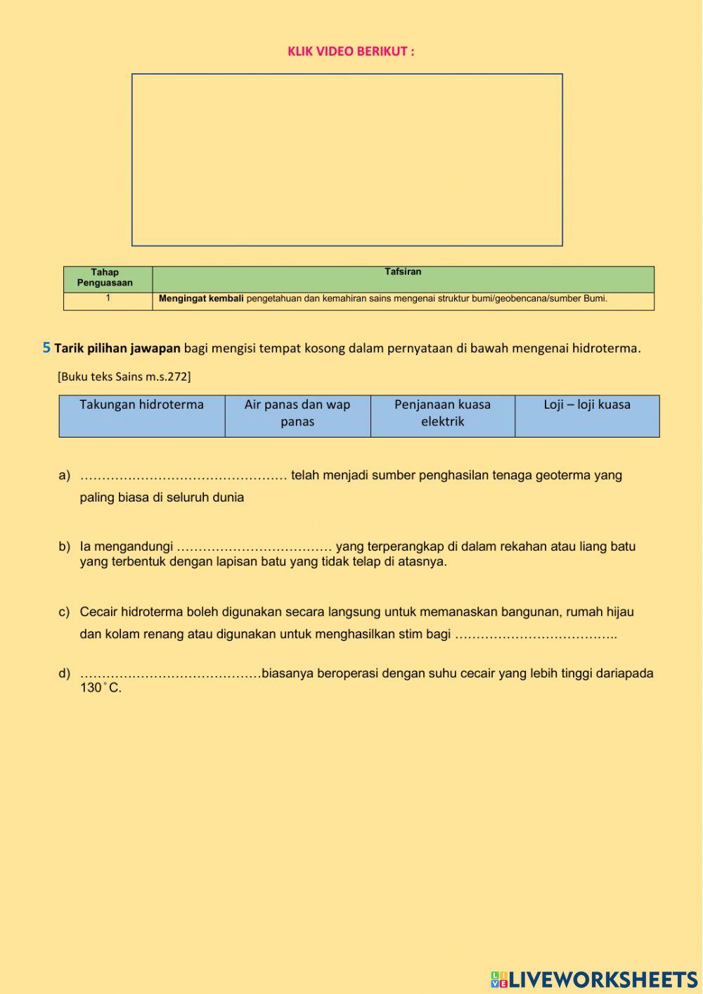 Sains Tingkatan 1 Bab 9.6 Sumber Bumi dan Geologi Gunaan