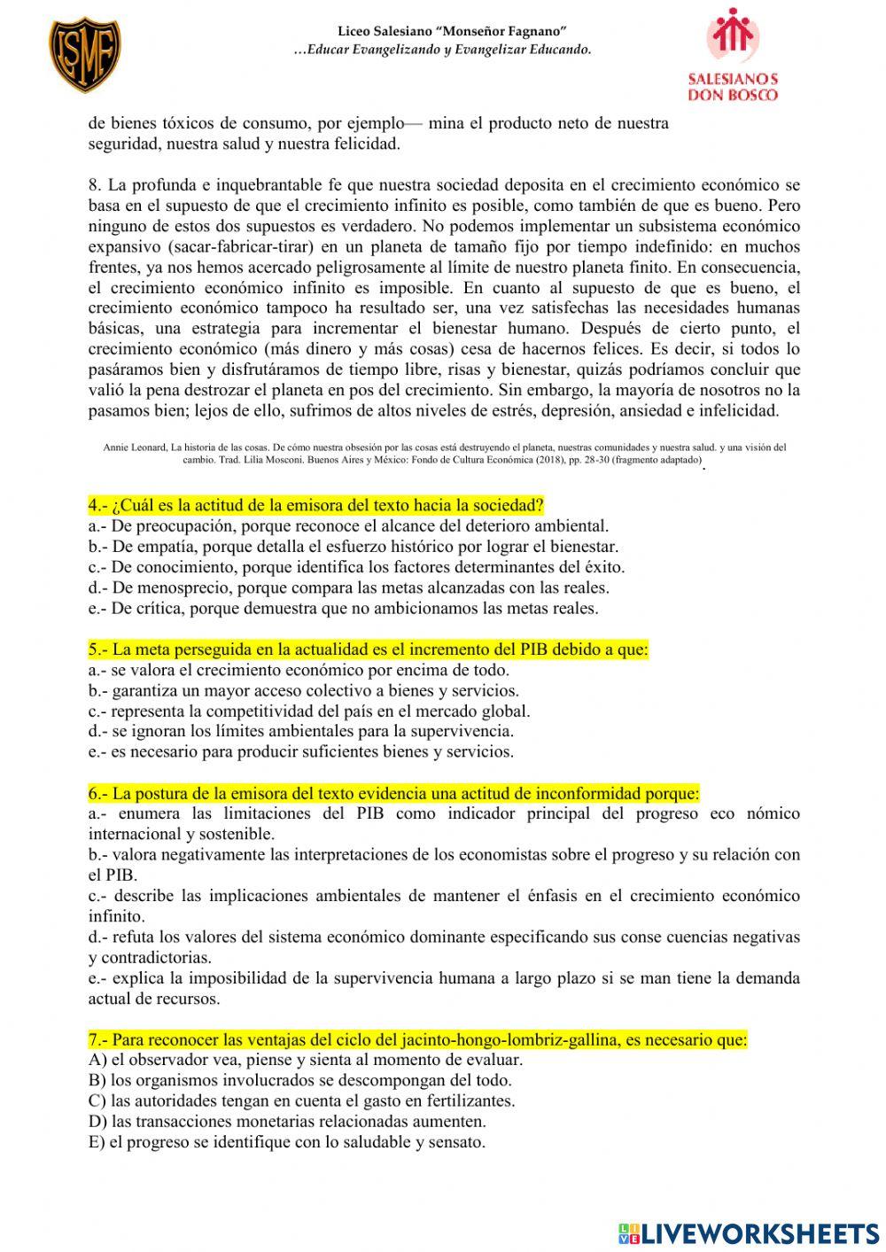 Evaluación - Cuartos medios A y B
