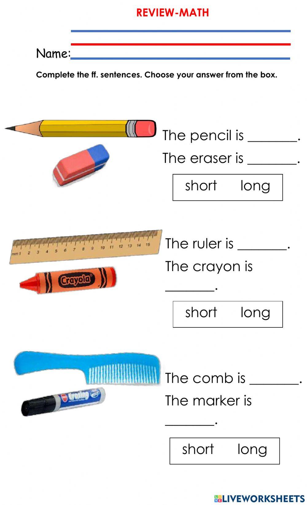 Long and Short 1630333 renajane LiveWorksheets