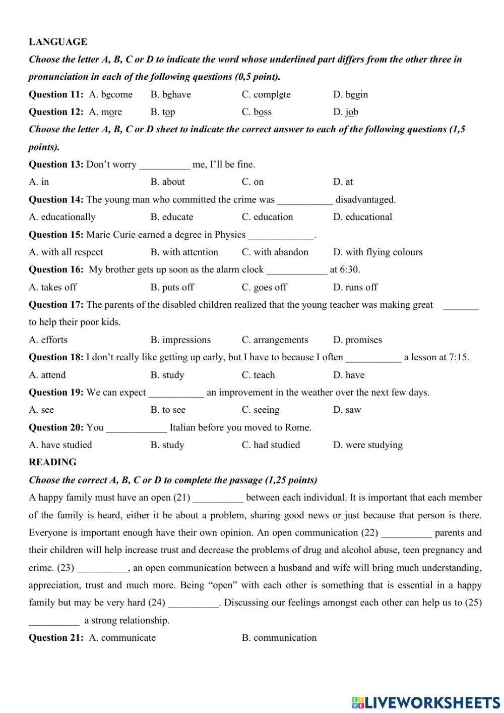 ENGLISH 10 45 MINUTES