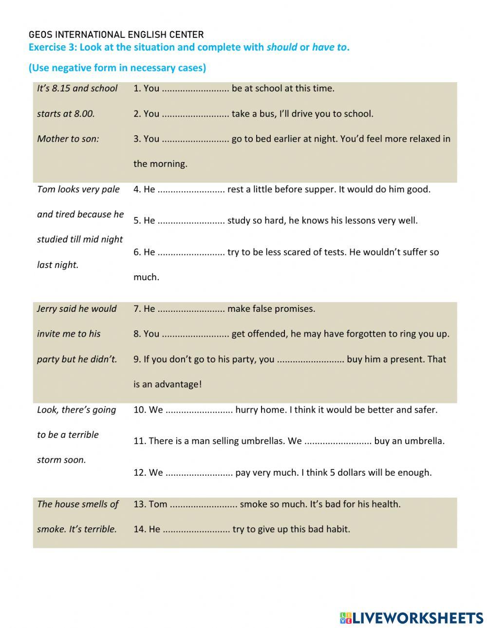 Worksheet 2-Unit 4-Grade 8