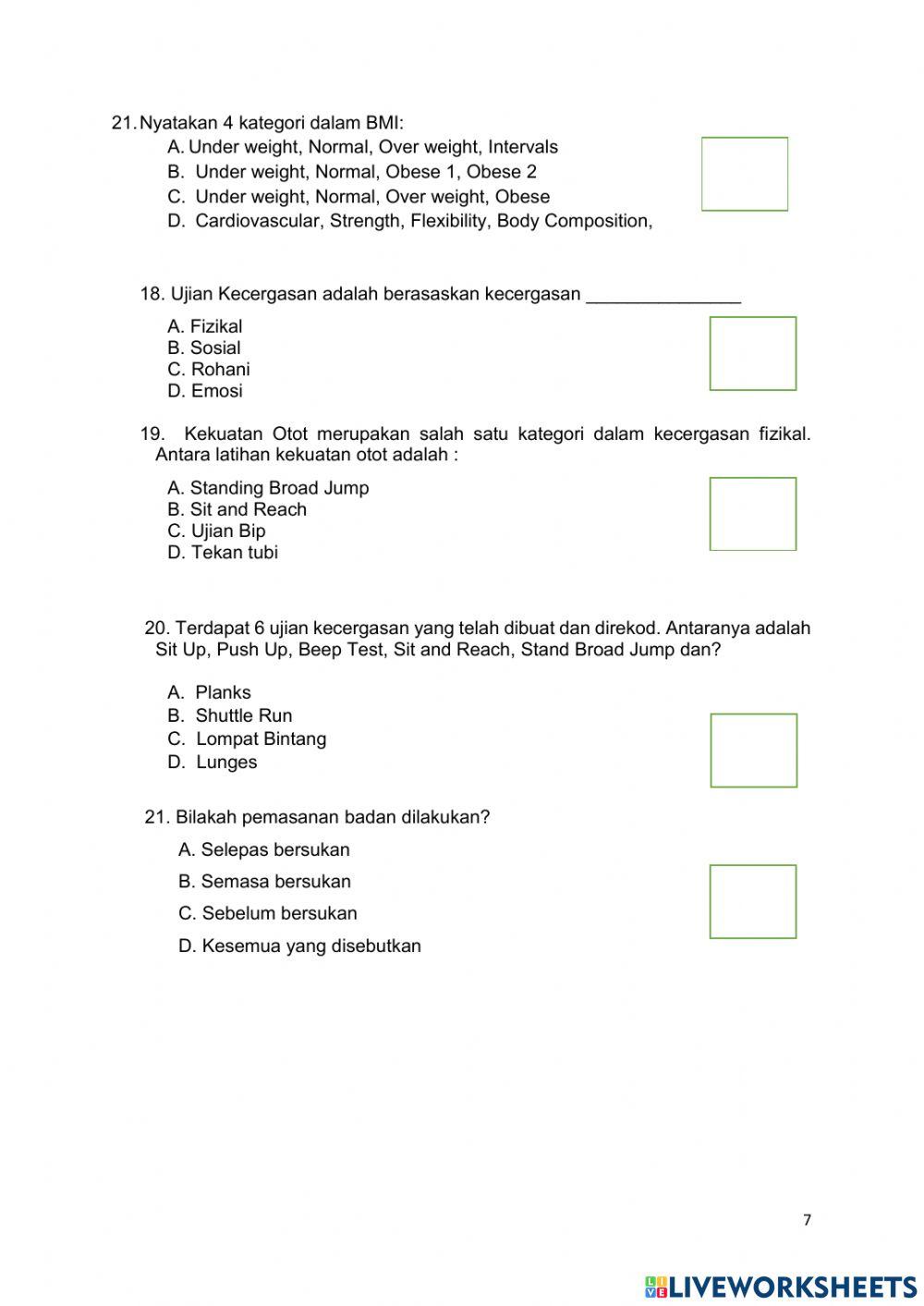 Retest - year 7 pe assessment 2021